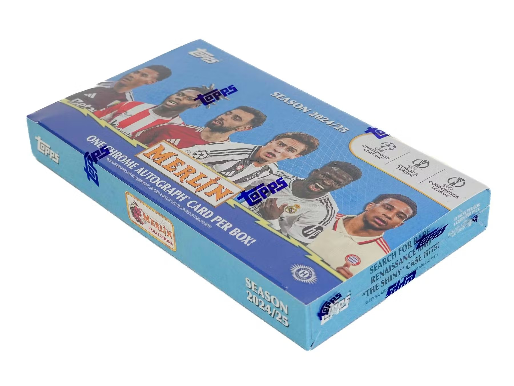 2024-25 Topps Chrome Merlin UEFA Club Competitions Soccer Hobby Box – Fótboltamyndir / fótboltaspjöld
