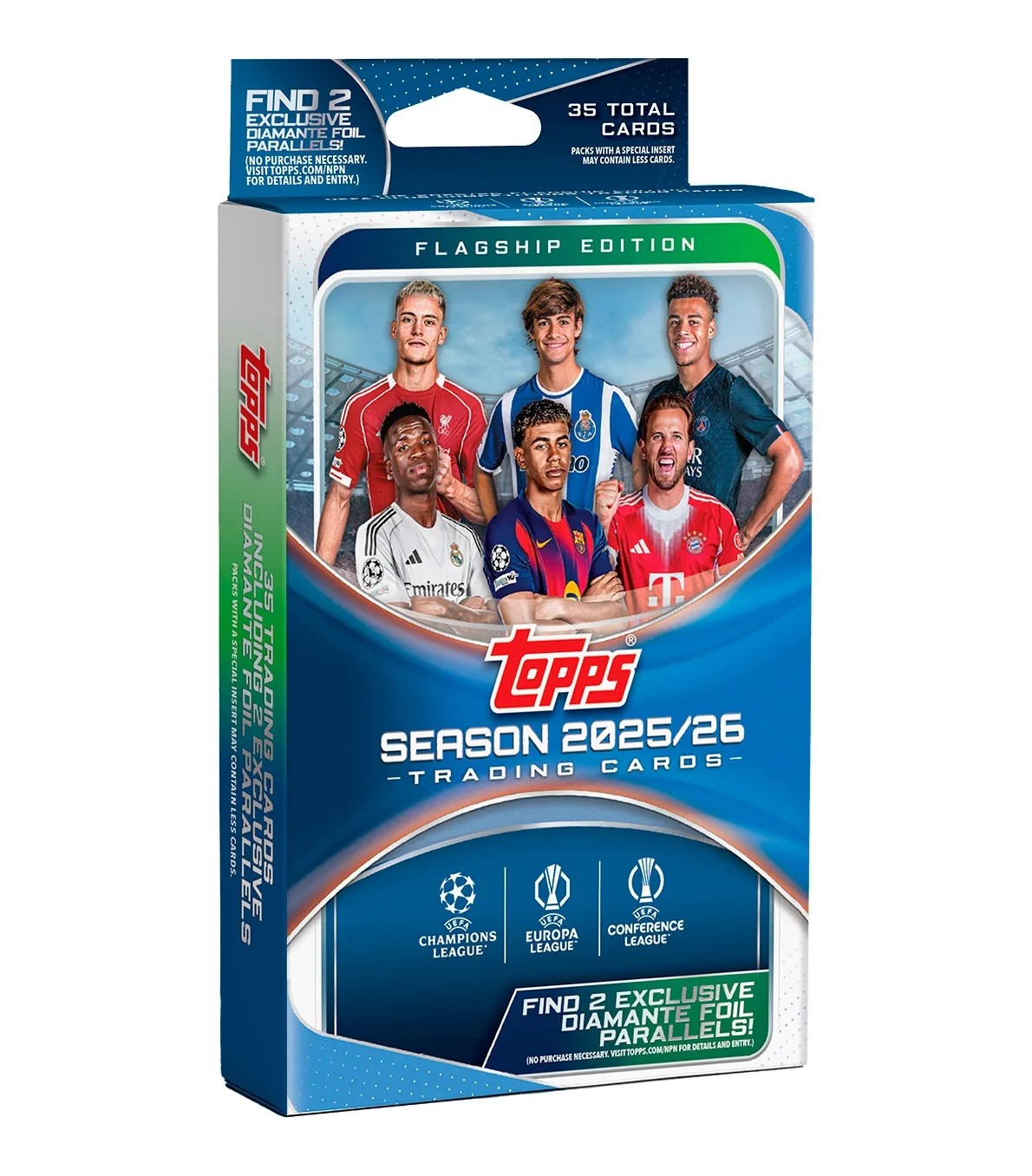 2025-26 Topps UEFA Club Competitions Flagship Hanger Box – Fótboltamyndir / fótboltaspjöld